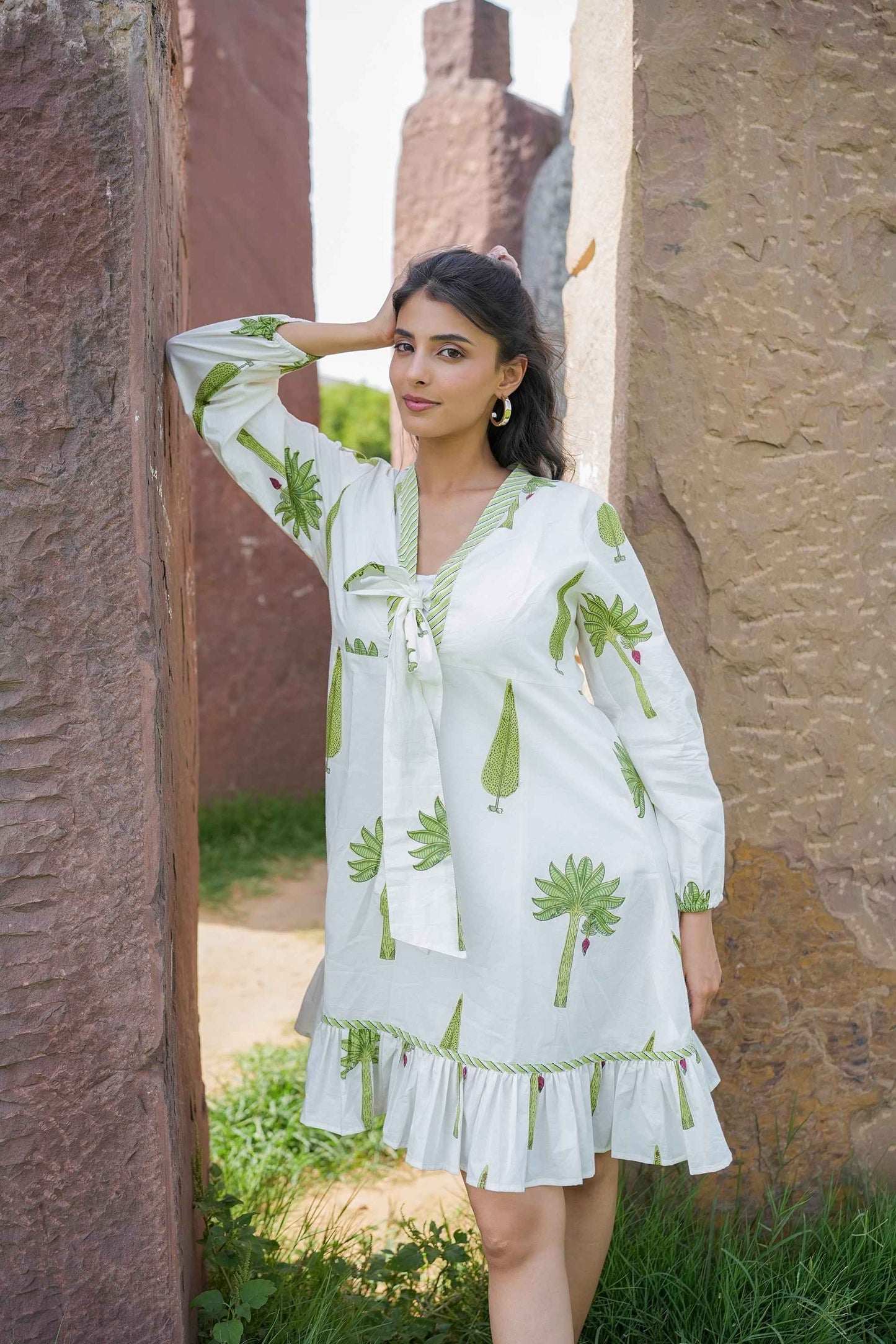 The Palm Hand-Block Dress