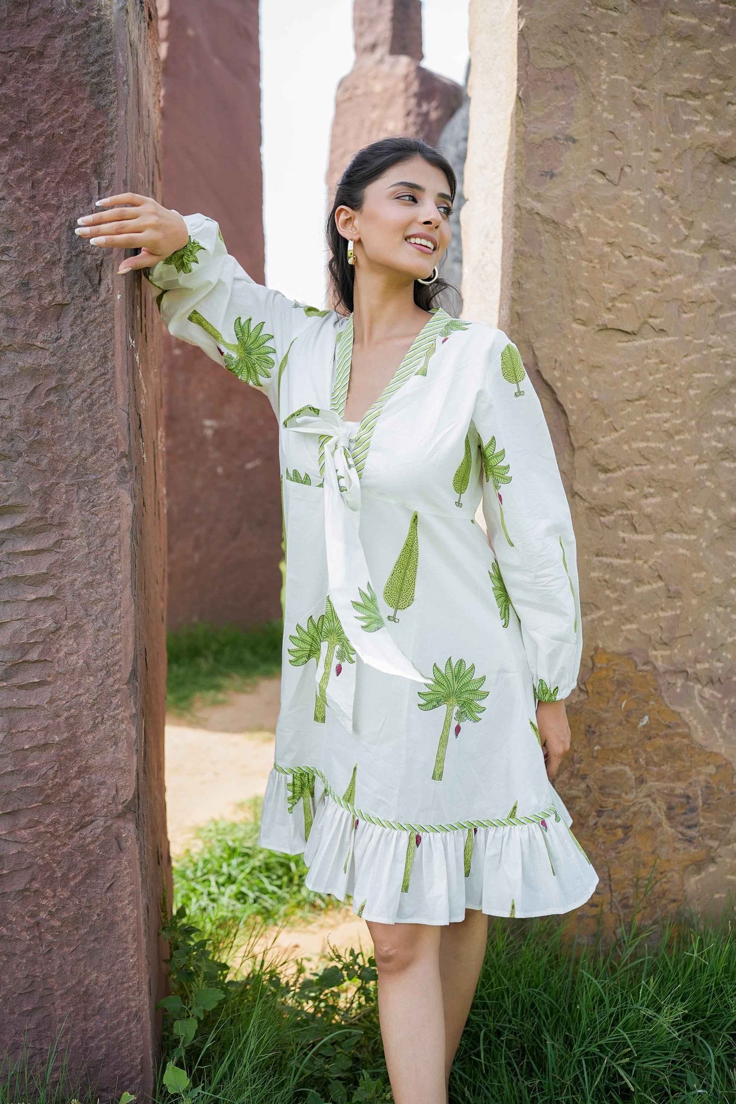 The Palm Hand-Block Dress