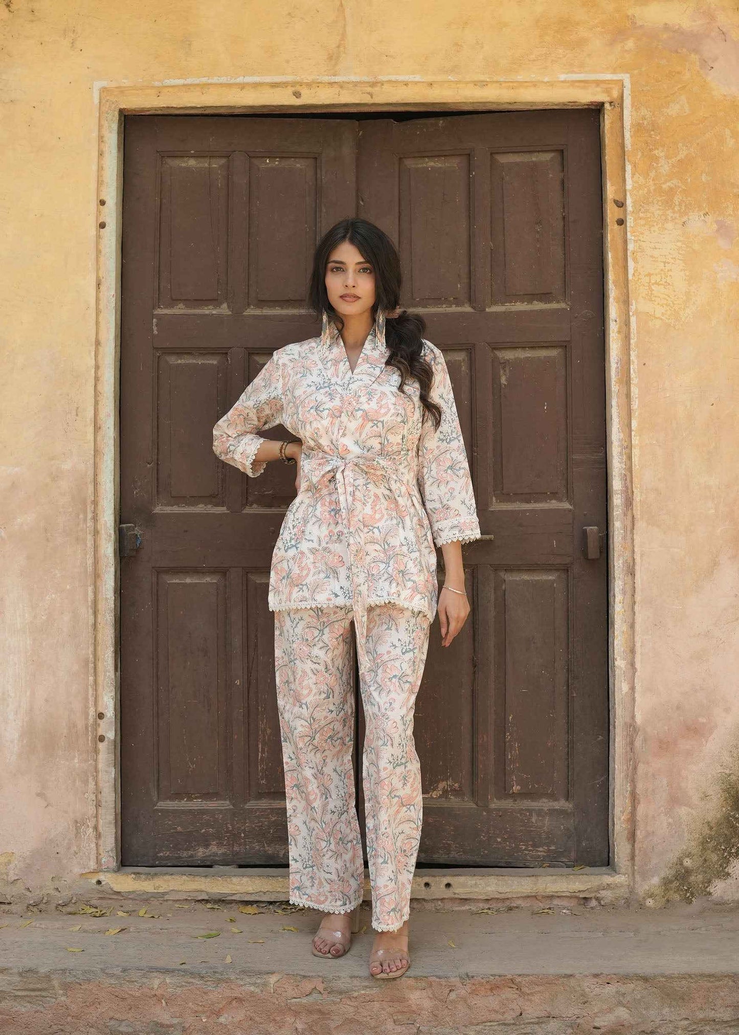 Coral Haze Hand-Block Co-ord Set