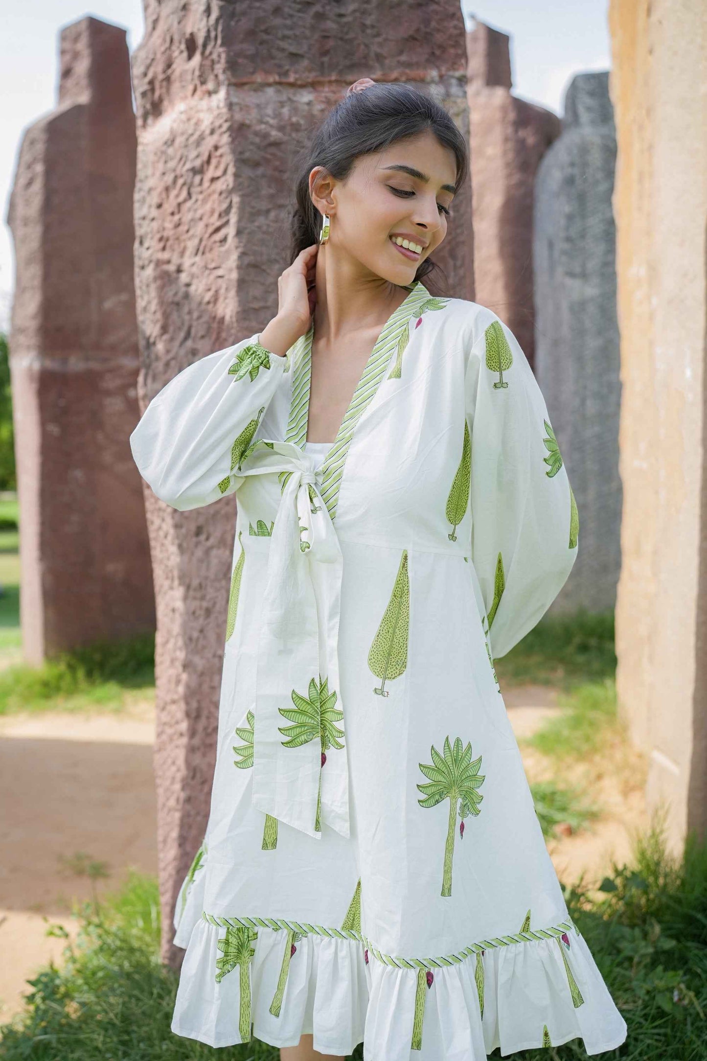 The Palm Hand-Block Dress
