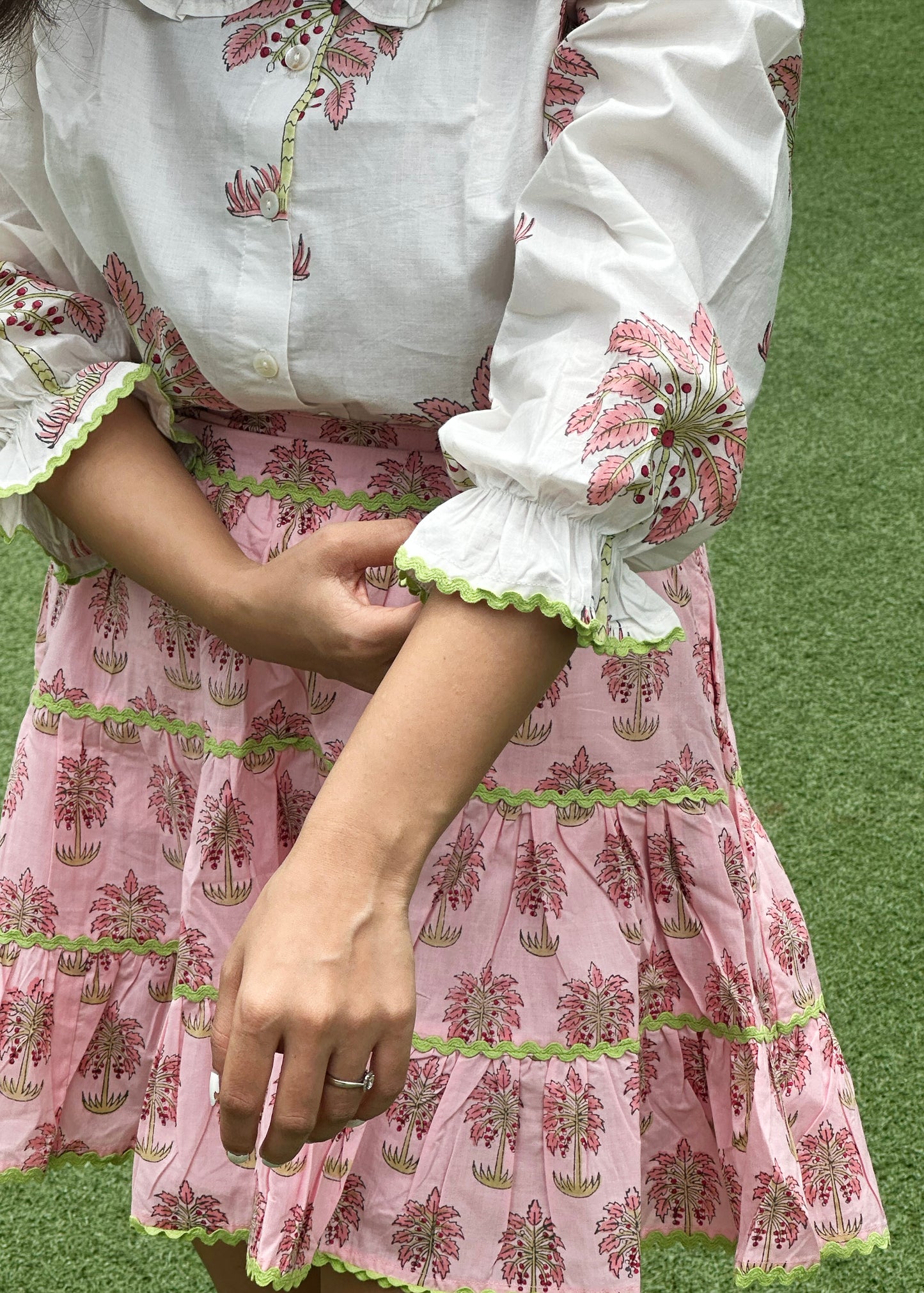 Little Bloom Hand-Block Skirt Set