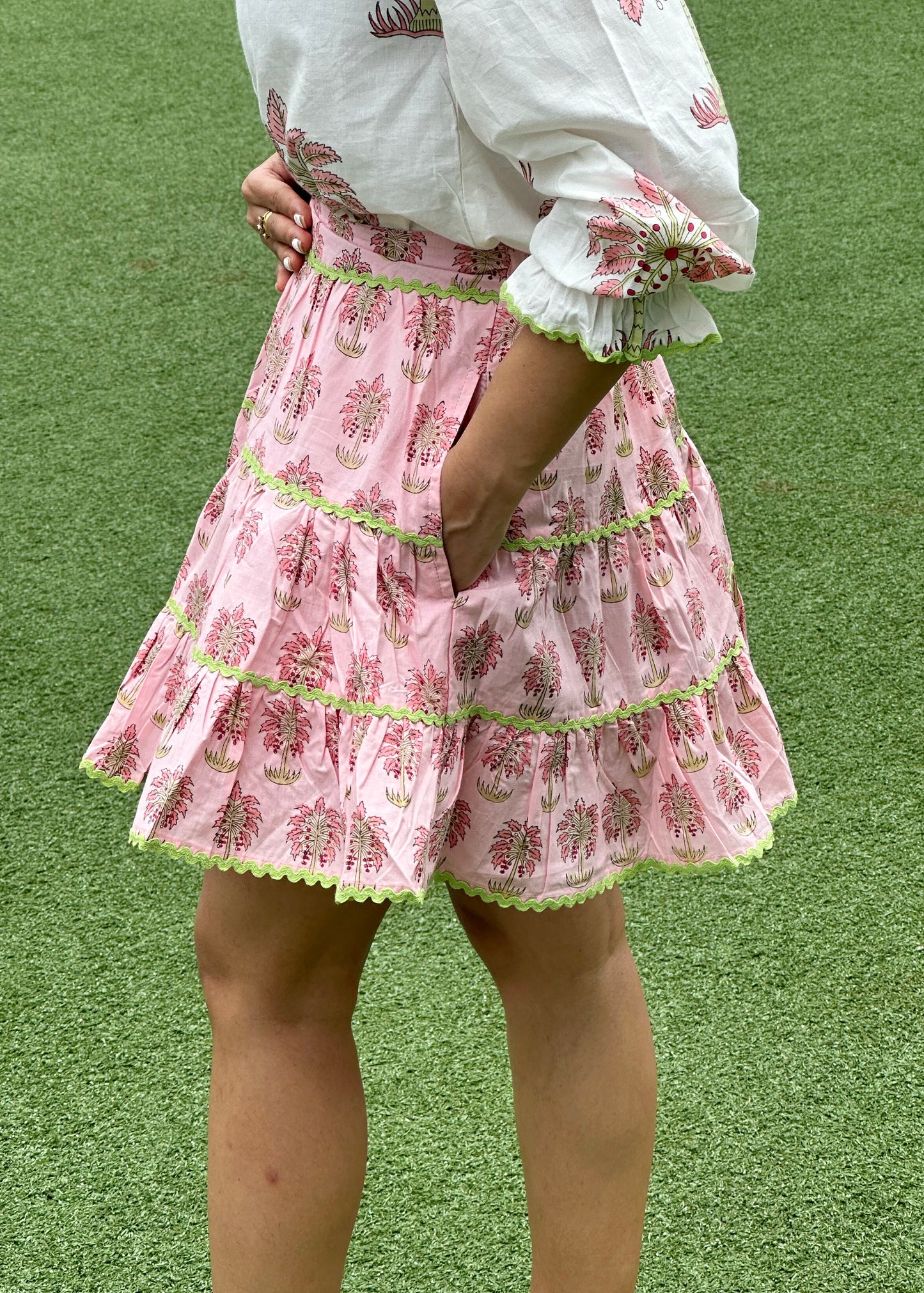 Little Bloom Hand-Block Skirt Set