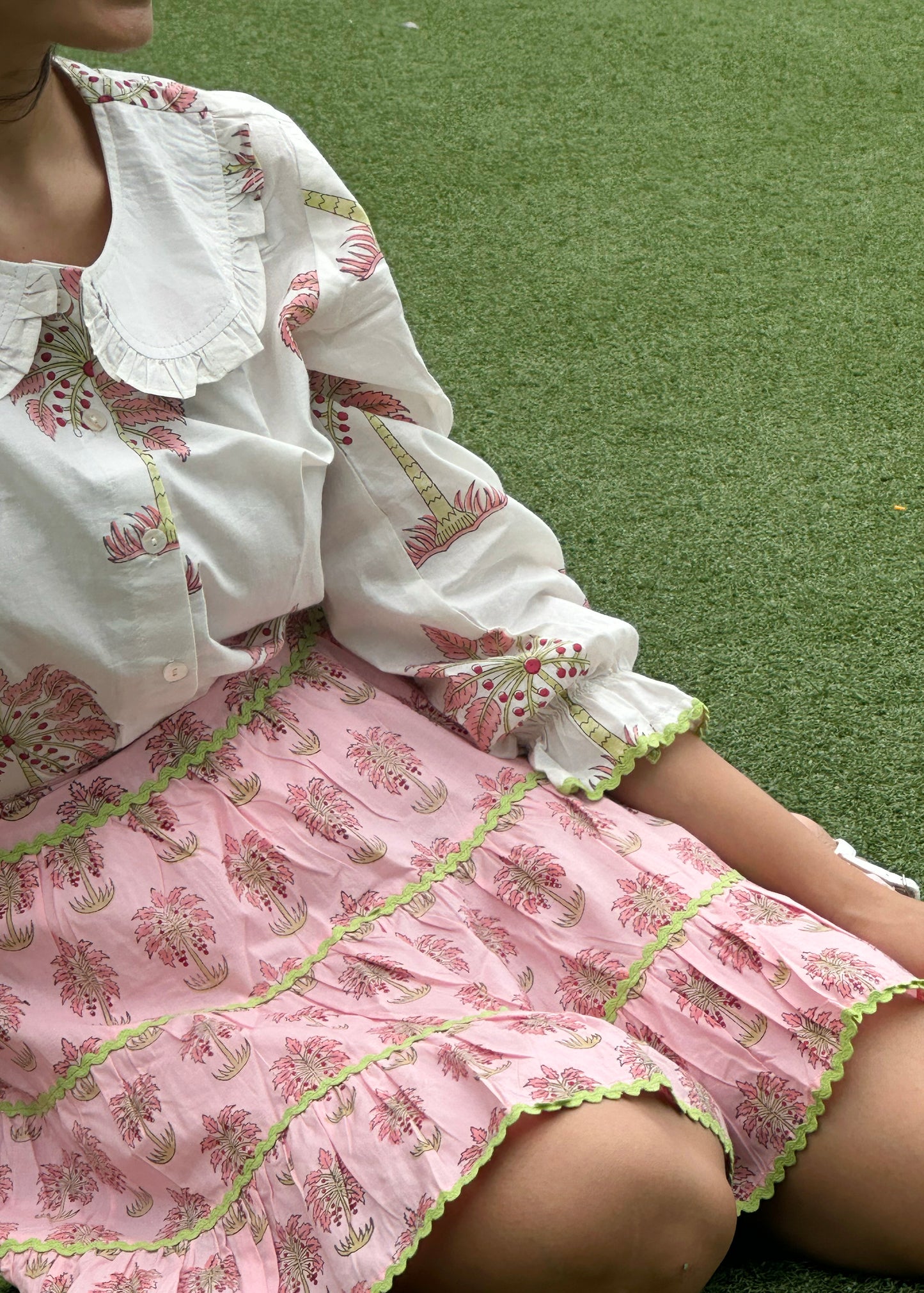 Little Bloom Hand-Block Skirt Set
