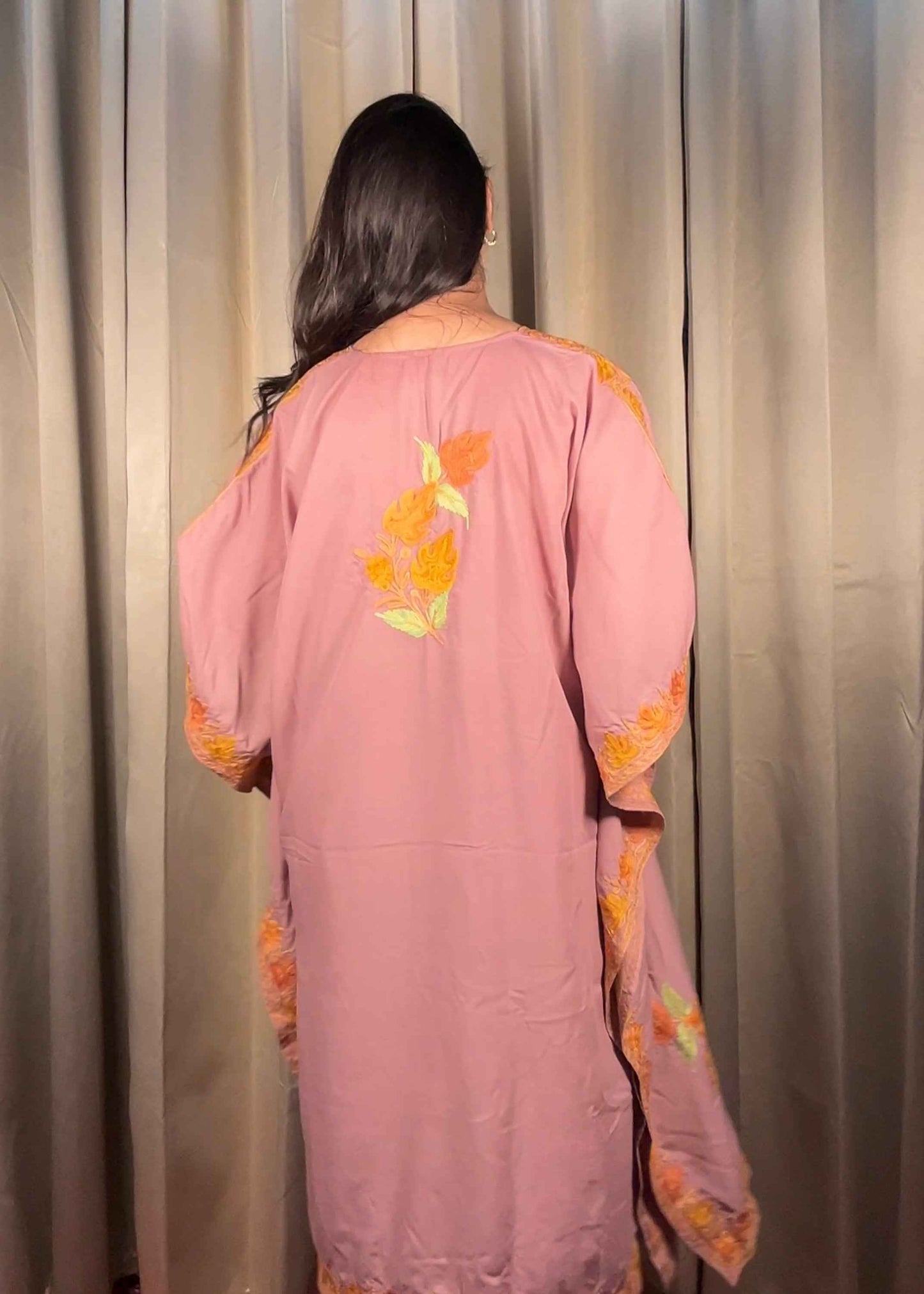 Kashmiri Chinar Kaftan Set - Mauve