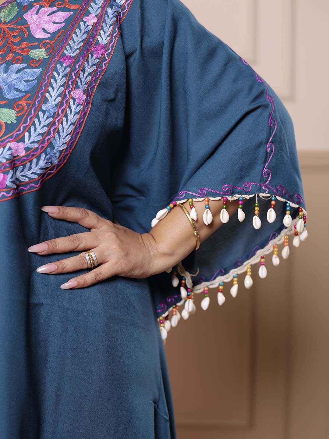 Kashmiri Chinar Kaftan Set - Blue