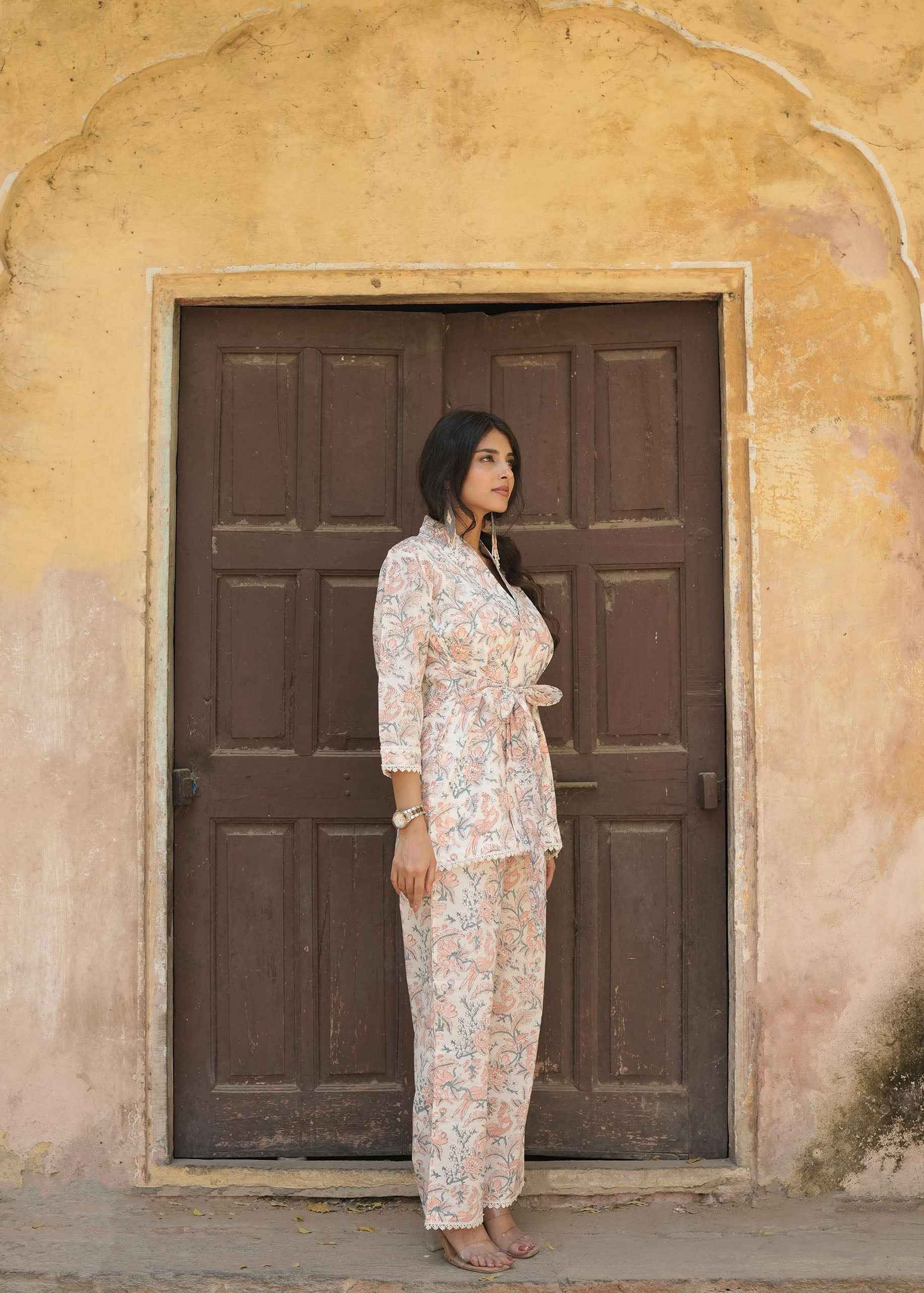 Coral Haze Hand-Block Co-ord Set