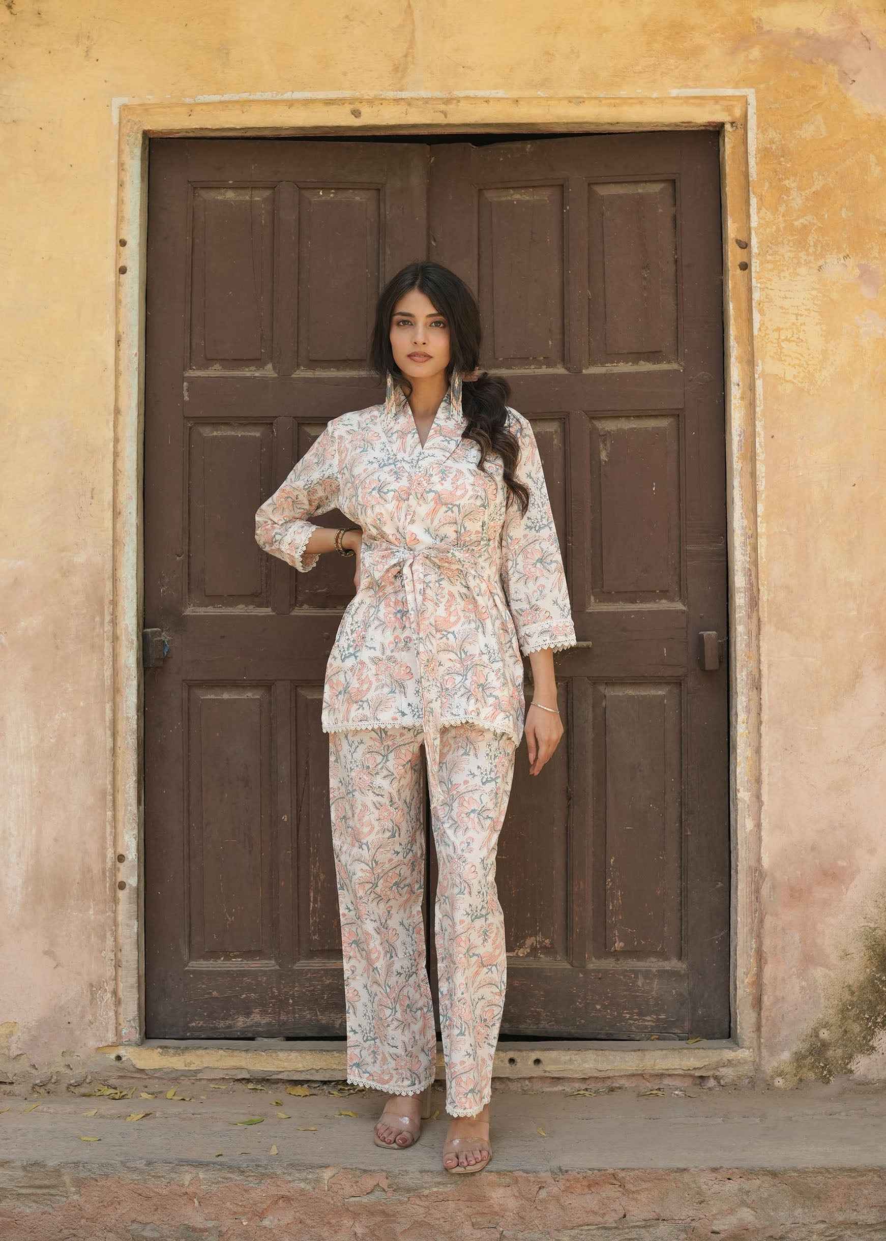 Coral Haze Hand-Block Co-ord Set