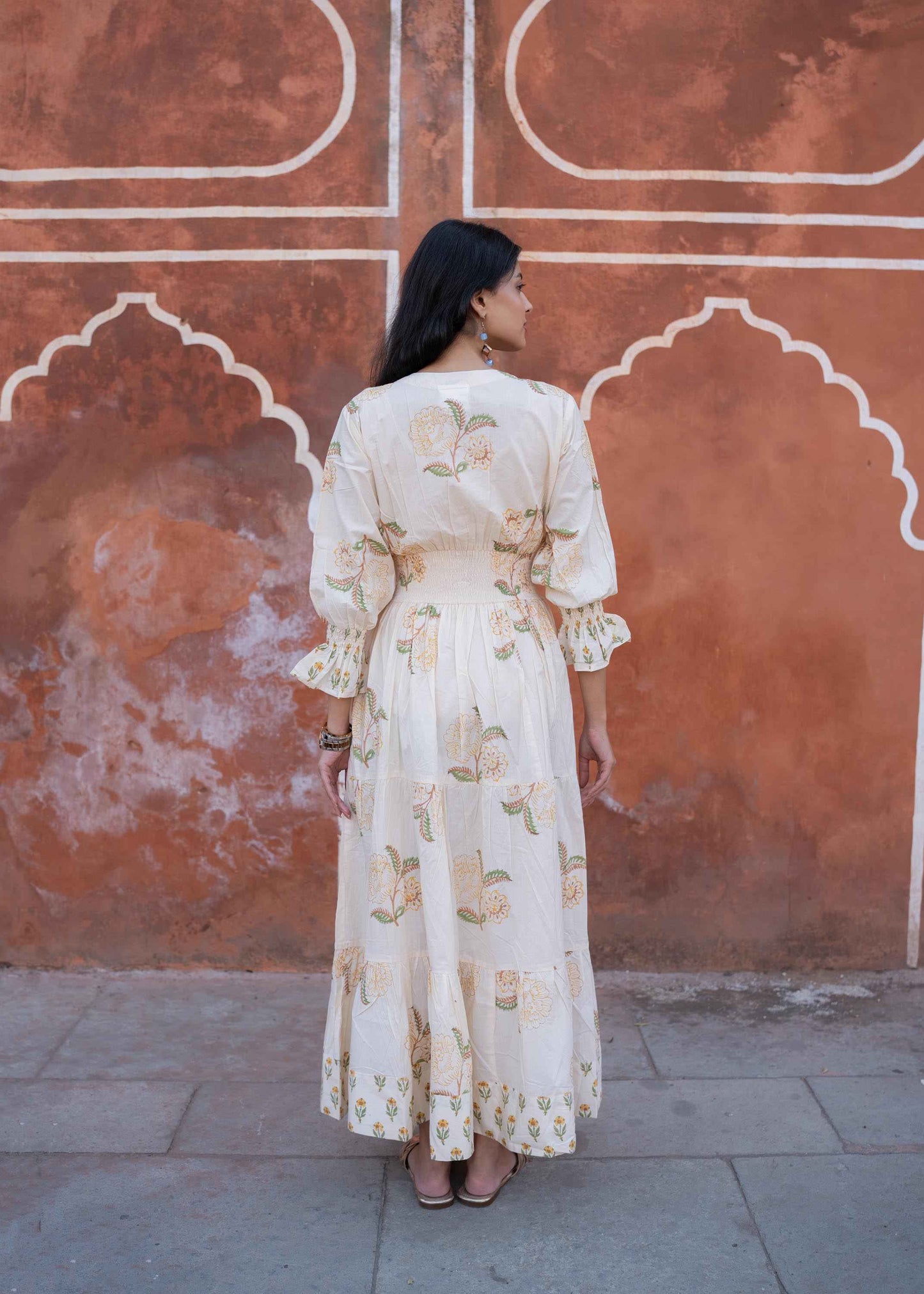 Bagh-e-Ivory Hand-Block Dress