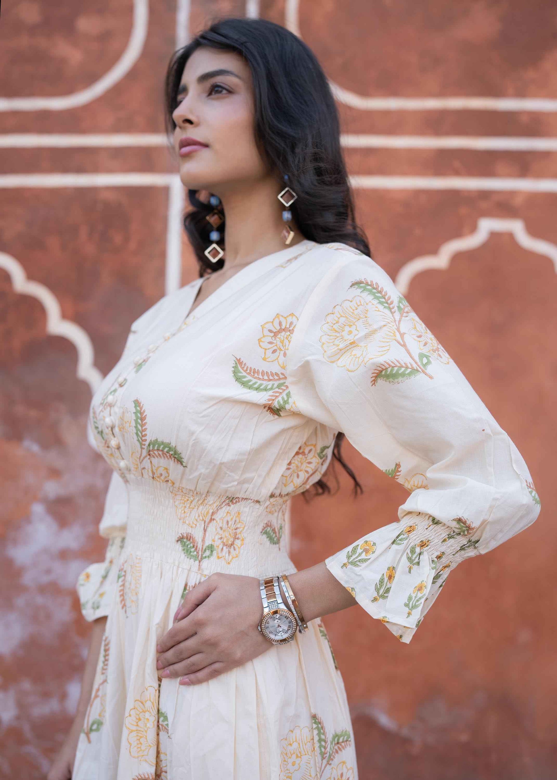 Bagh-e-Ivory Hand-Block Dress