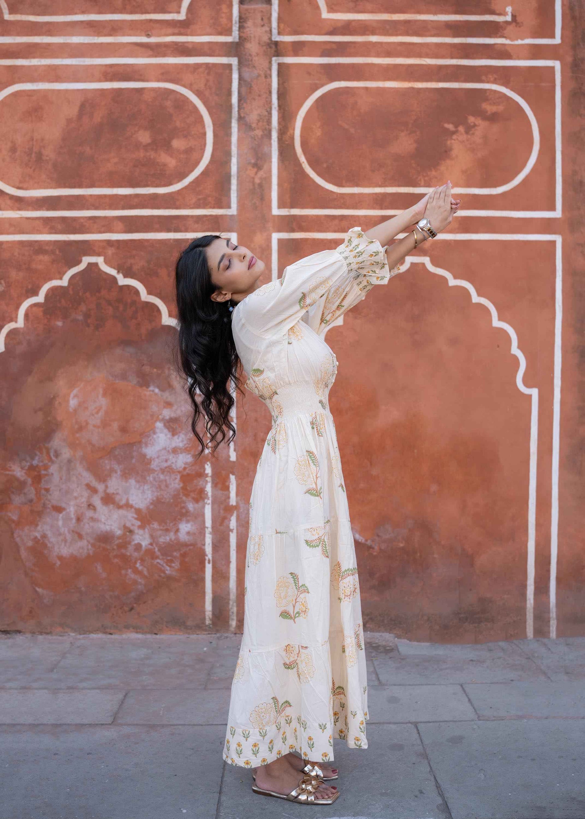 Bagh-e-Ivory Hand-Block Dress