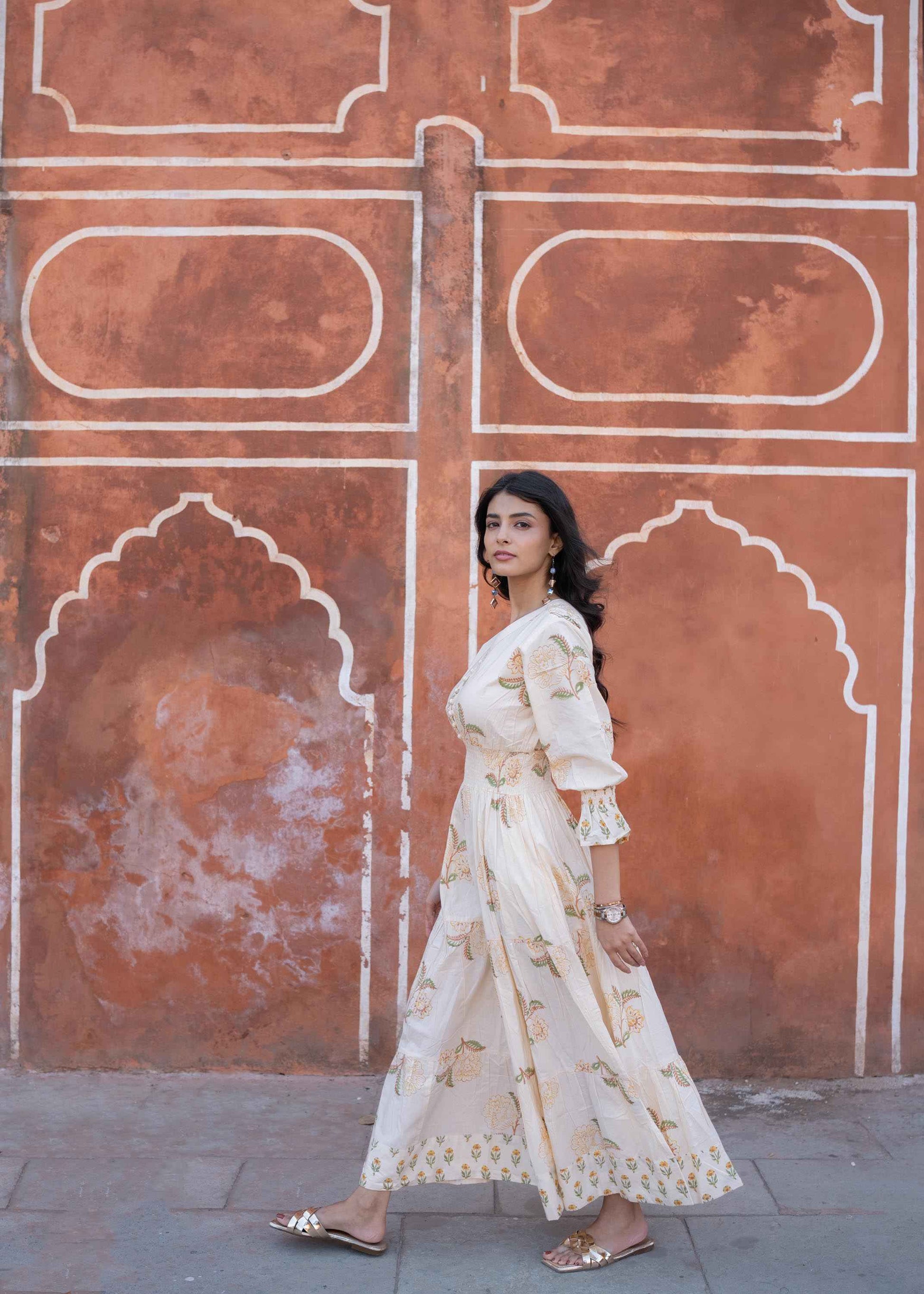 Bagh-e-Ivory Hand-Block Dress