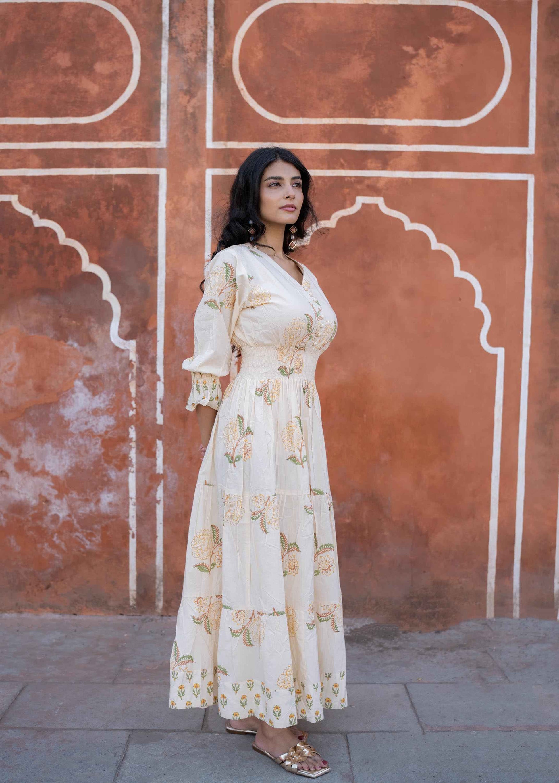 Bagh-e-Ivory Hand-Block Dress