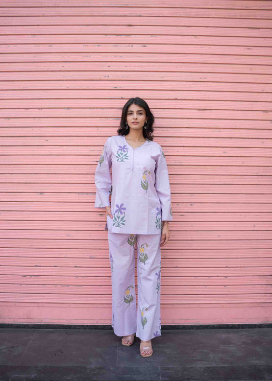 Mauve Magic Hand-Block Co-ord Set
