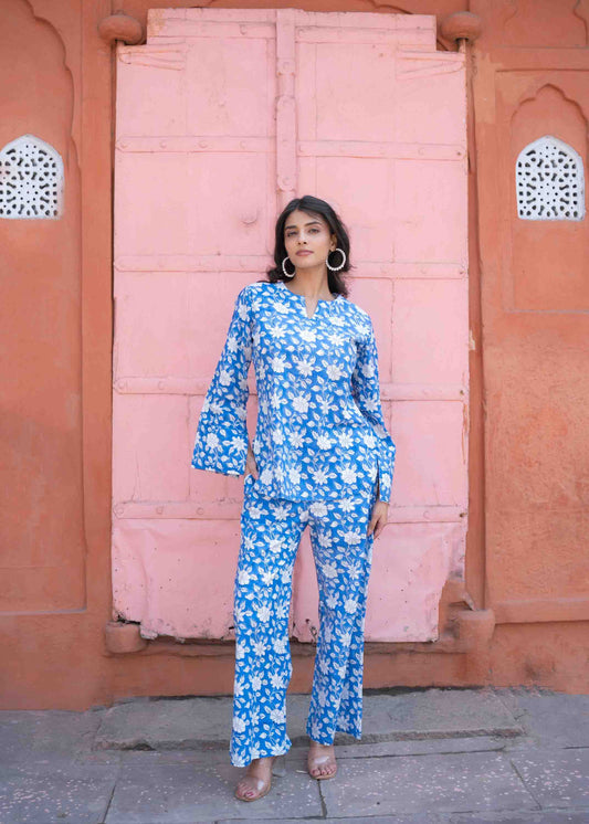 Indigo Blossom Hand-Block Co-ord Set