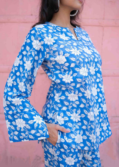 Indigo Blossom Hand-Block Co-ord Set