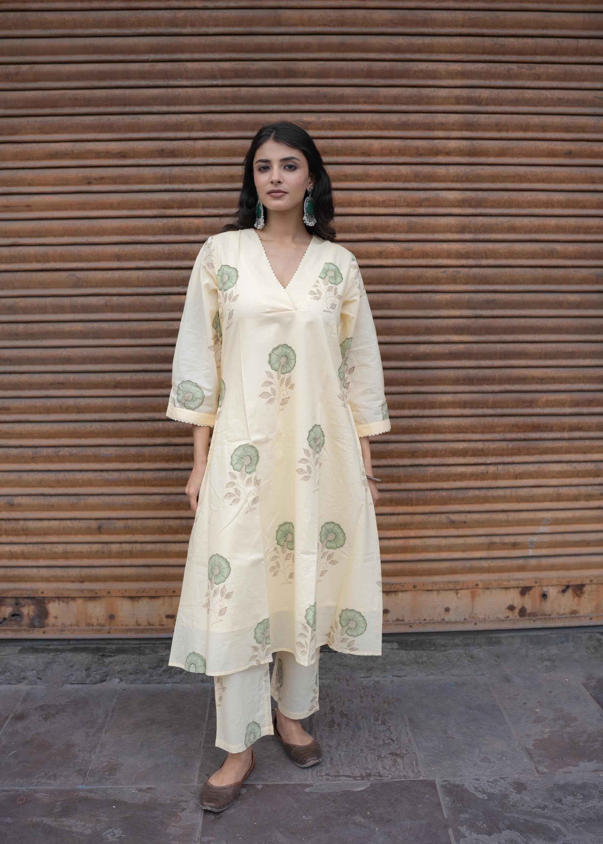 Neemrah Hand-Block Kurta Set