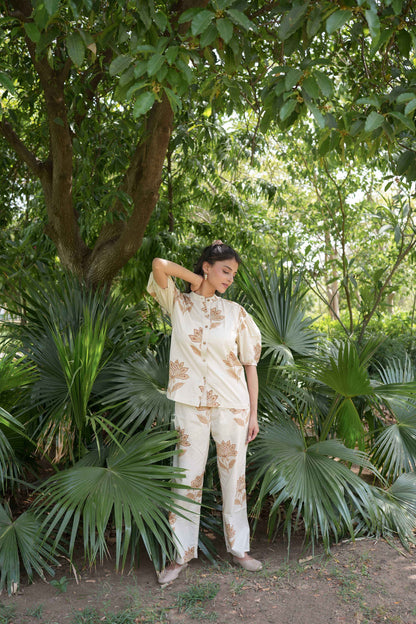 Vanilla Bloom Hand-Block Co-ord Set