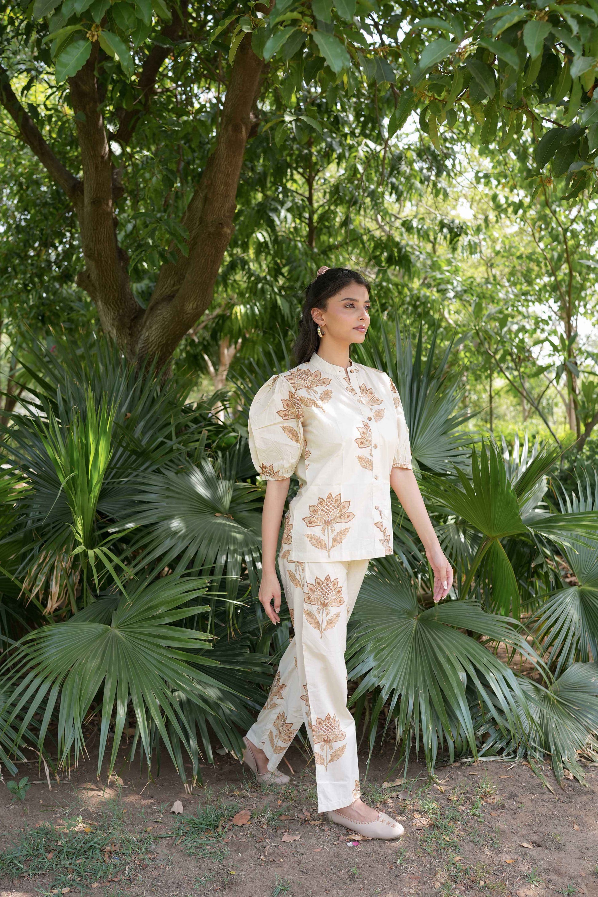 Vanilla Bloom Hand-Block Co-ord Set