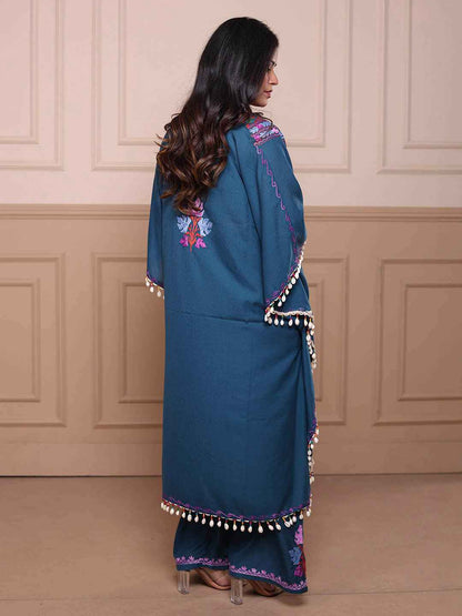 Kashmiri Chinar Kaftan Set - Blue
